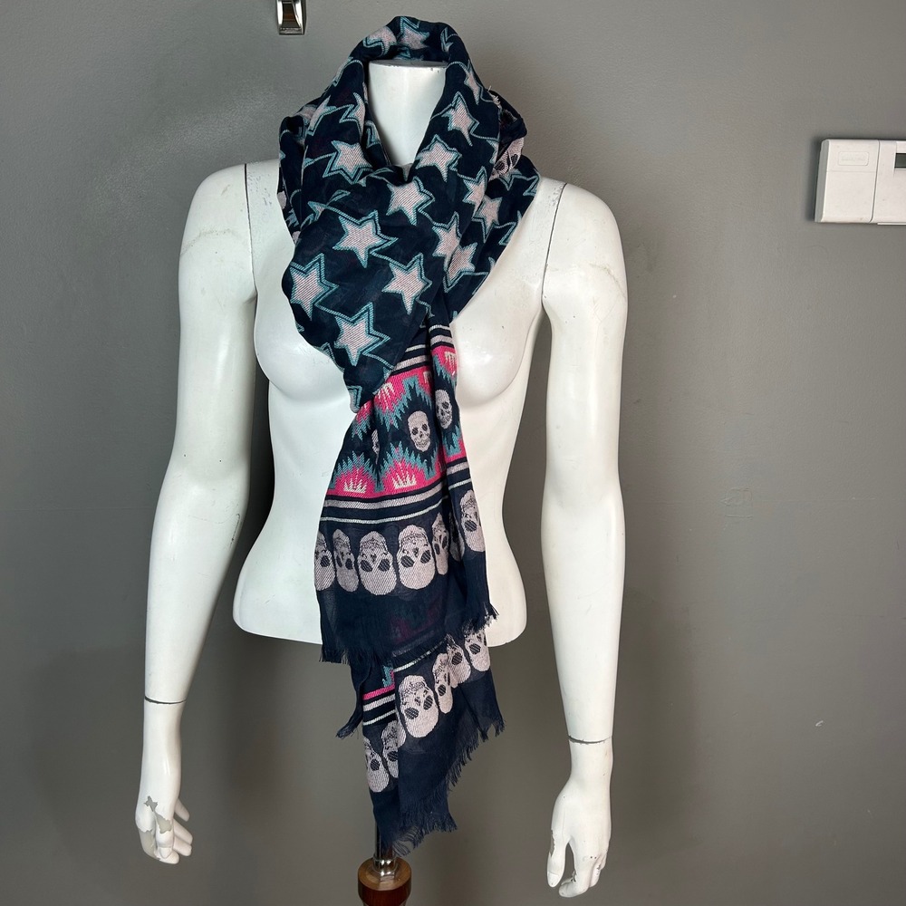 Zadig & Voltaire Bindi Star Skull Scarf Myrtille Oversized SJAA0801F NWT